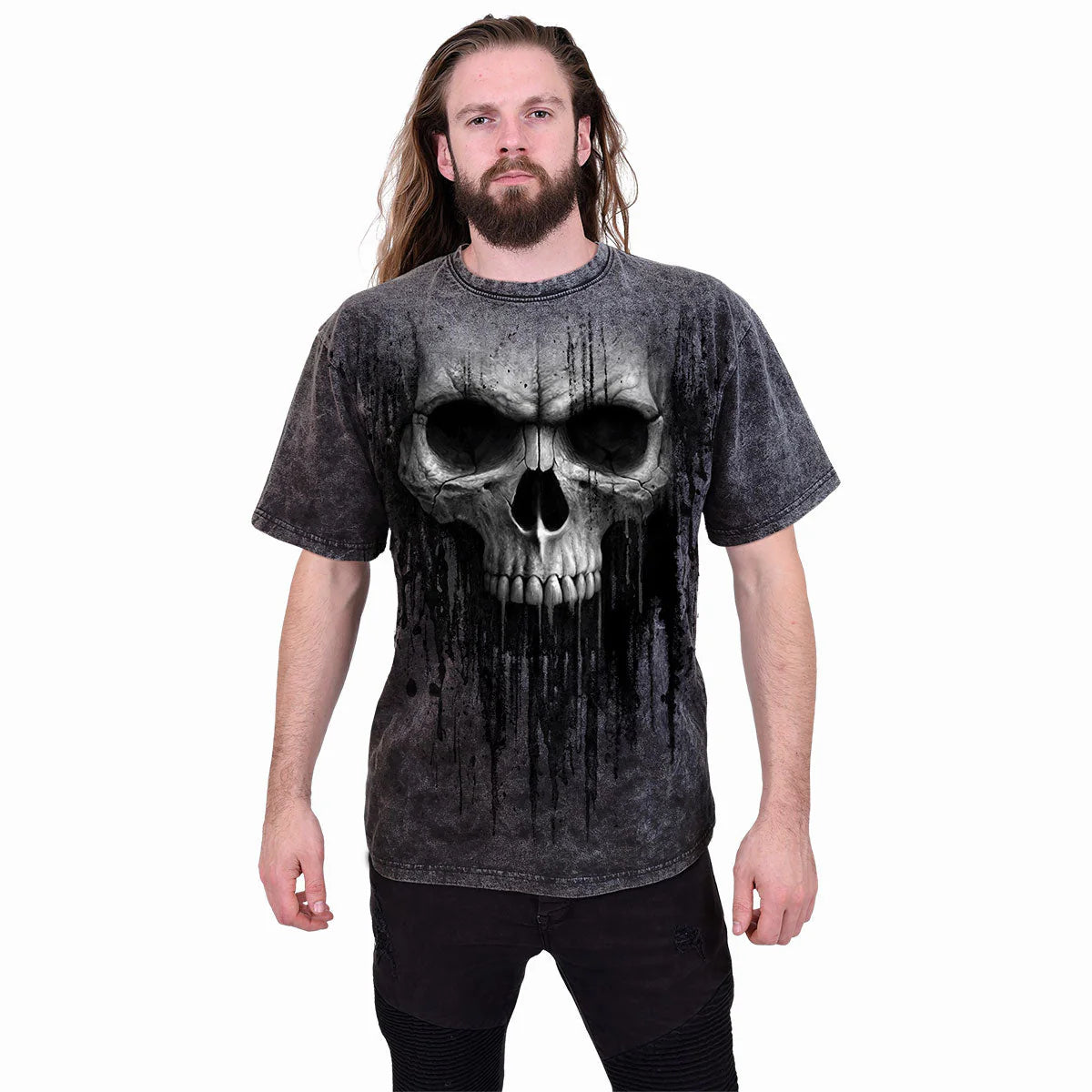 ACID SKULL - SPIRAL - ACID WASH T-SHIRT