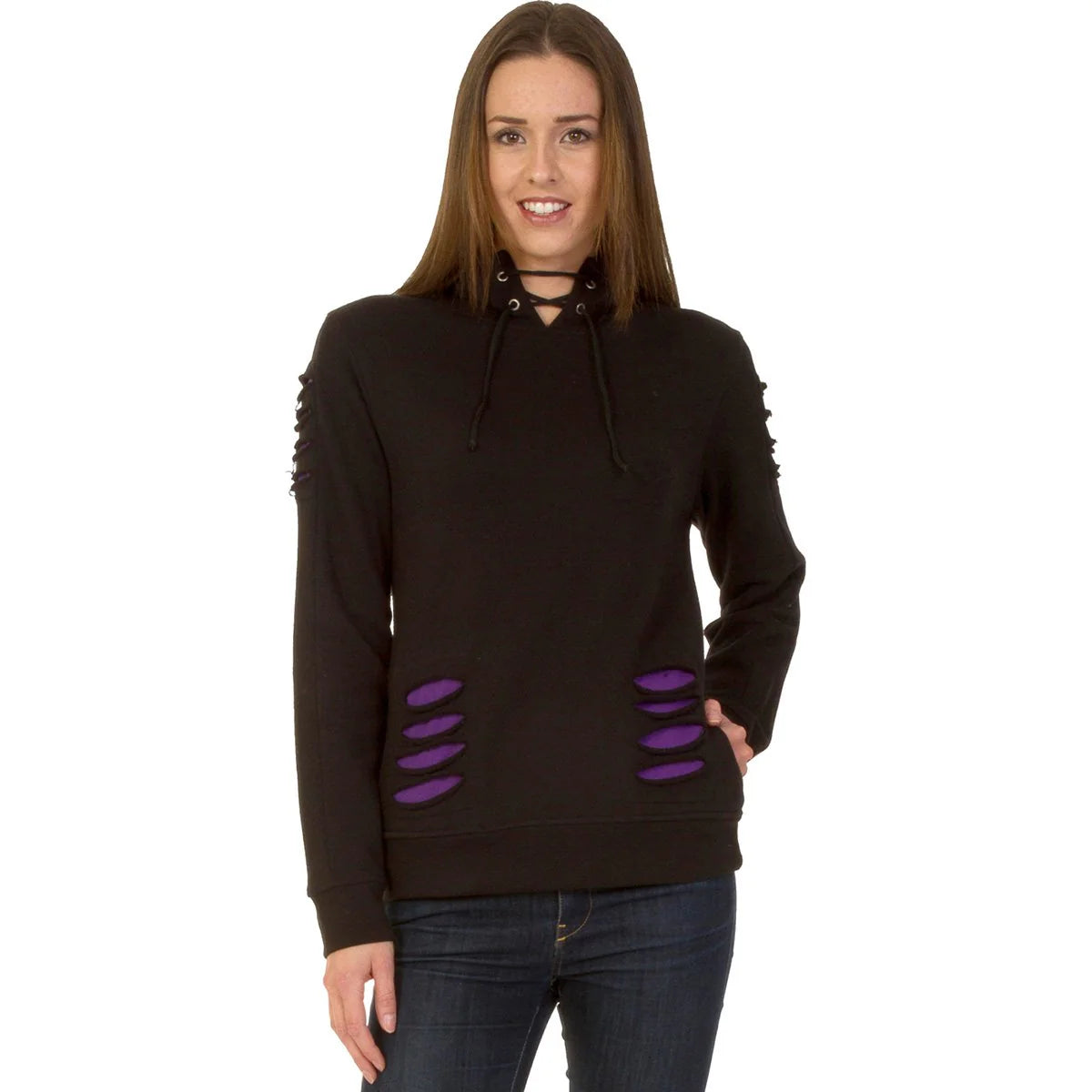 GOTHIC ROCK - SPIRAL - LARGE HOOD RIPPED HOODIE