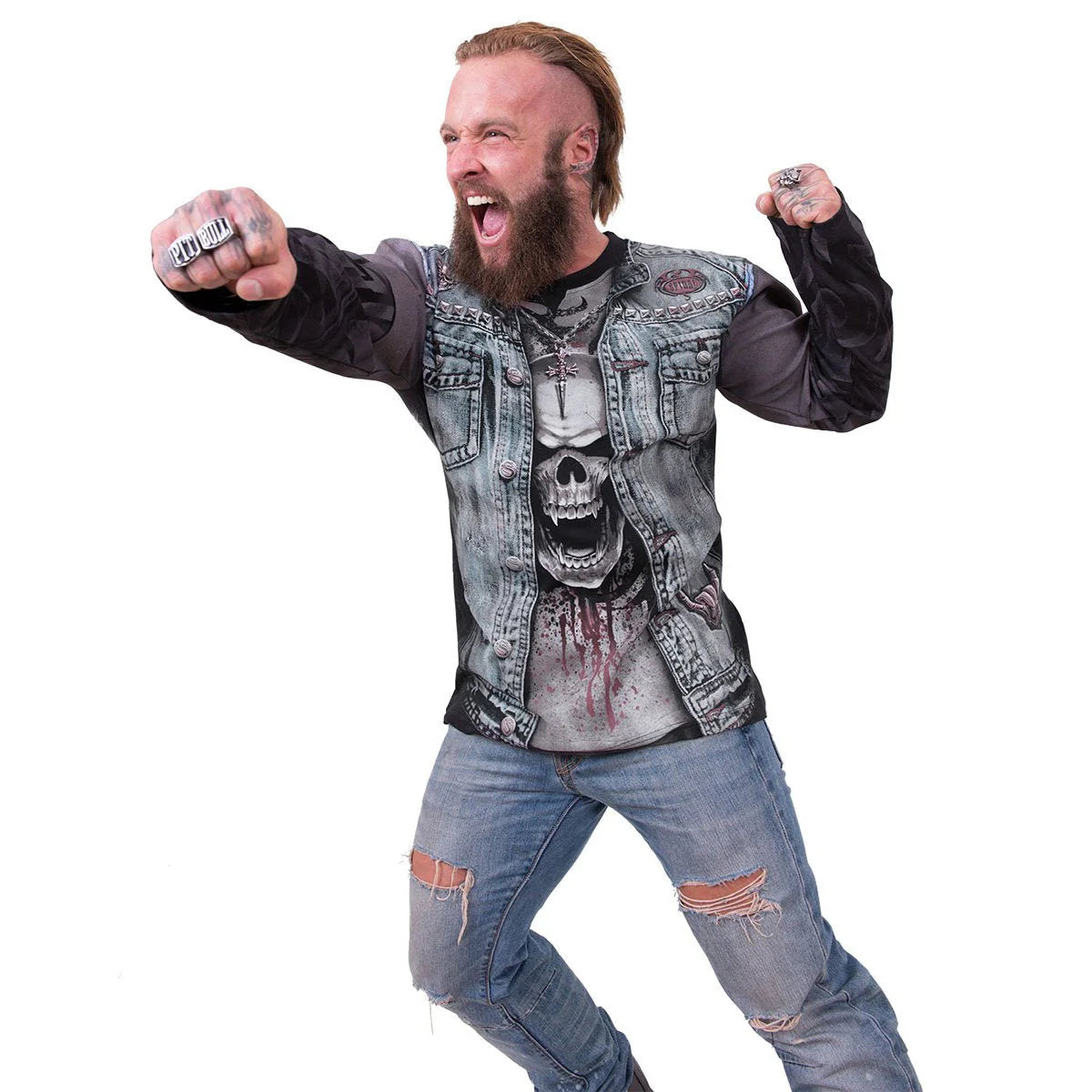 THRASH METAL - SPIRAL - ALLOVER LONGSLEEVE T-SHIRT