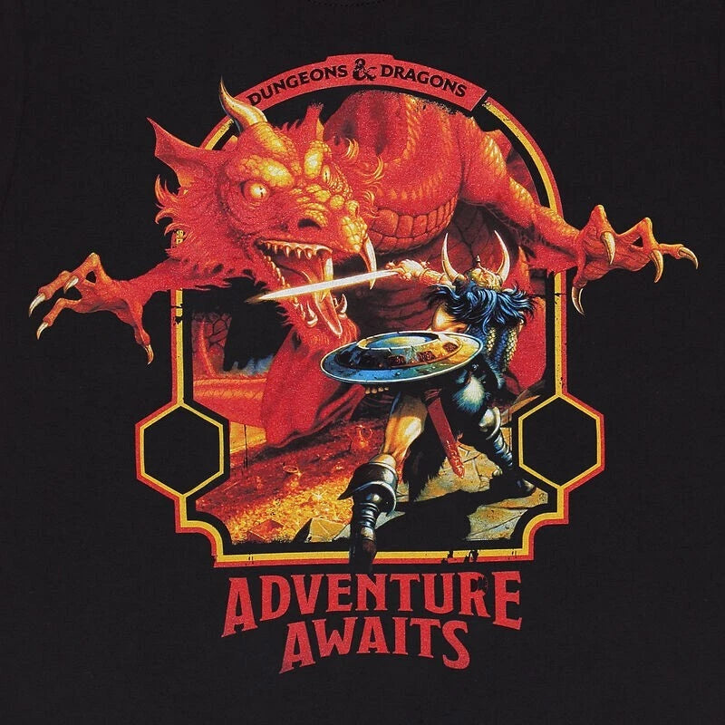 Official Dungeons & Dragons Adventure Awaits T-Shirt Fantasy Graphic Tee Fans