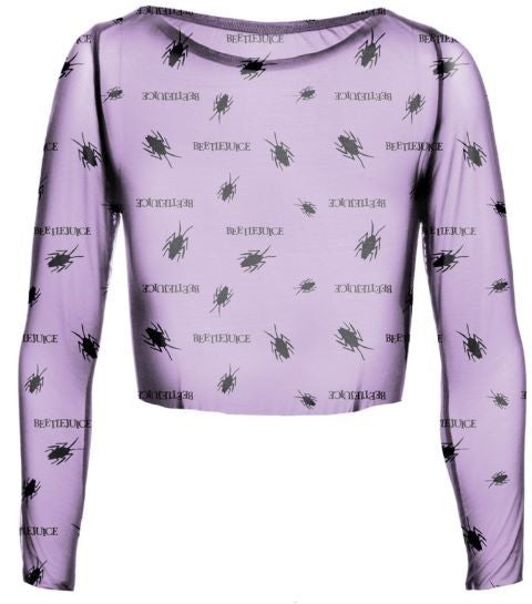 Beetlejuice Beetle Pattern Women's Cropped Mesh Top
