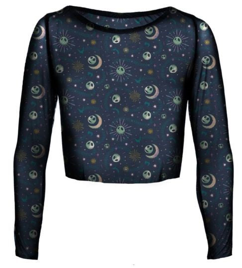Nightmare Before Christmas Mystic Night Women's Cropped Mesh Top
