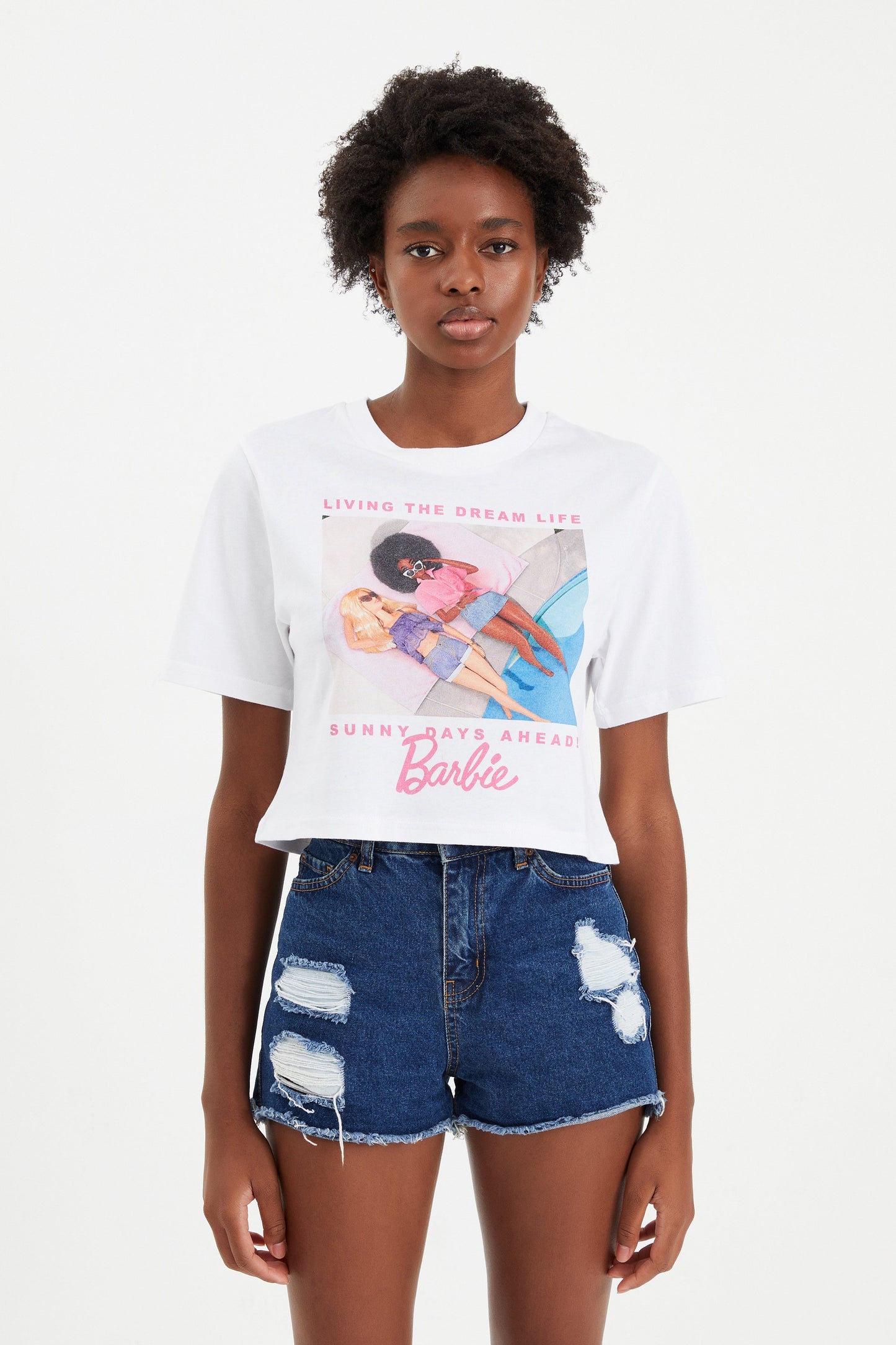OnePointFive°C Barbie - Photo Ladies Oversized Cropped T-Shirt