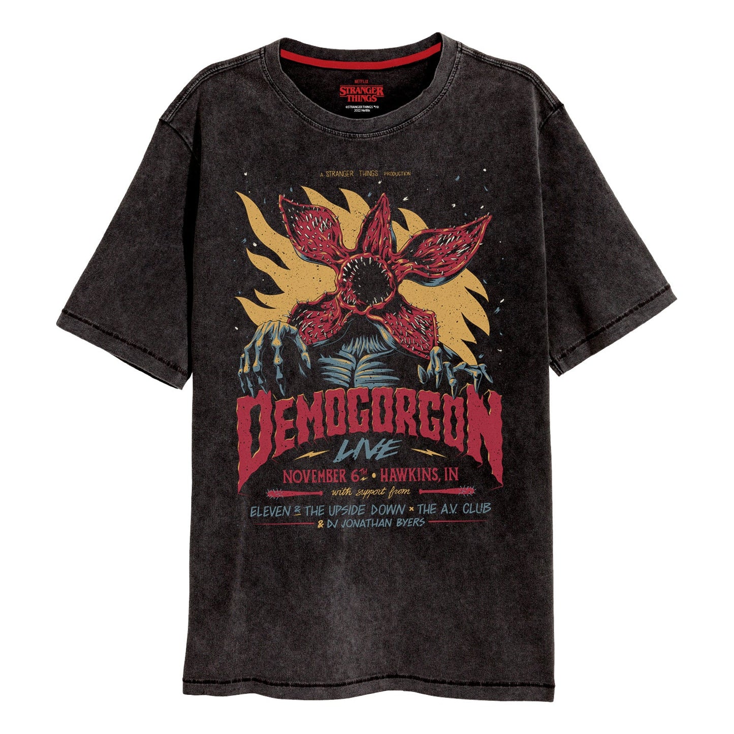 Stranger Things Vintage Demogorgon SuperHeroes Inc. Acid Wash T-Shirt