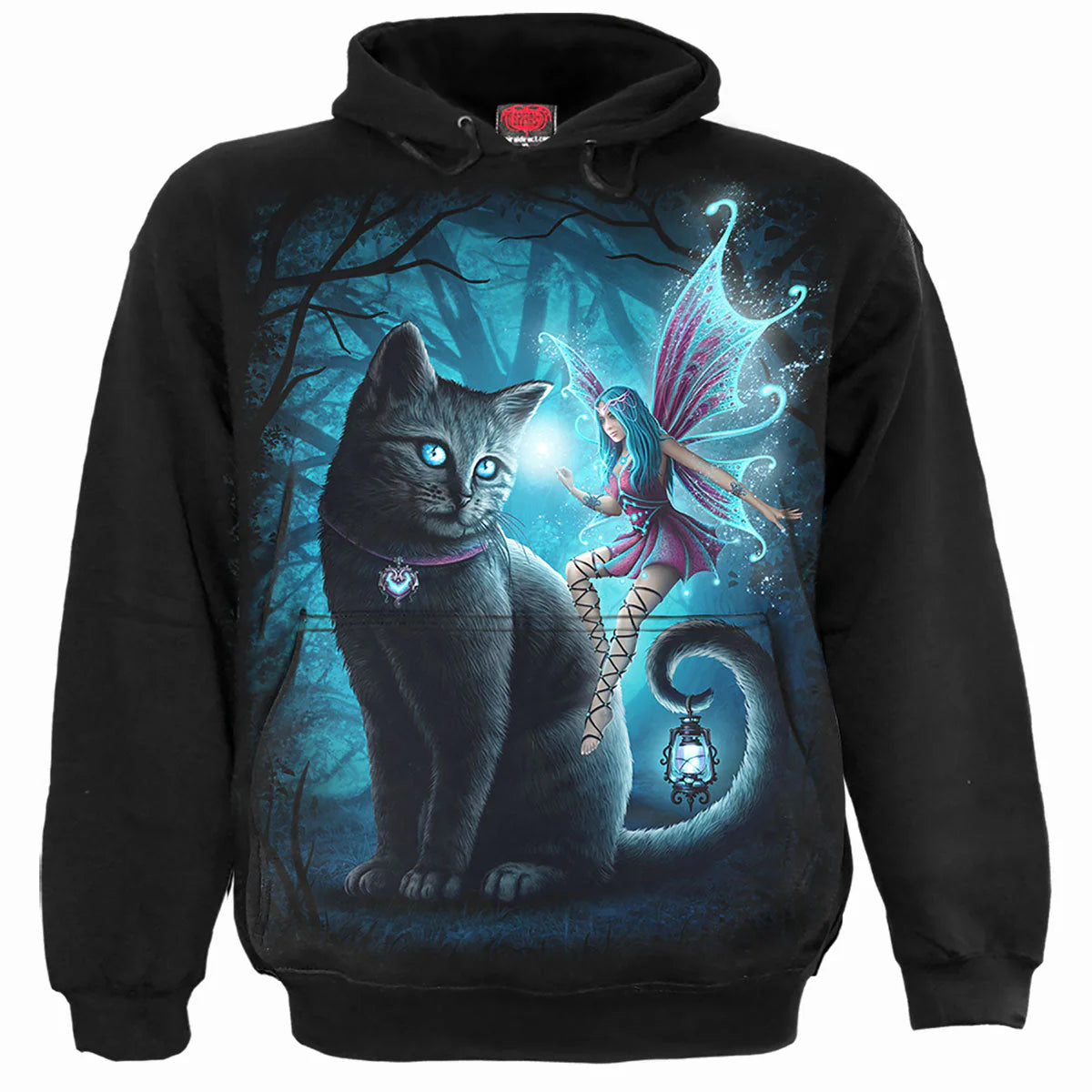 CAT AND FAIRY - SPIRAL - KIDS FRONT PRINT HOODIE