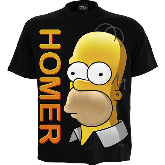 HOMER PORTRAIT - THE SIMPSONS - FRONT PRINT T-SHIRT BLACK