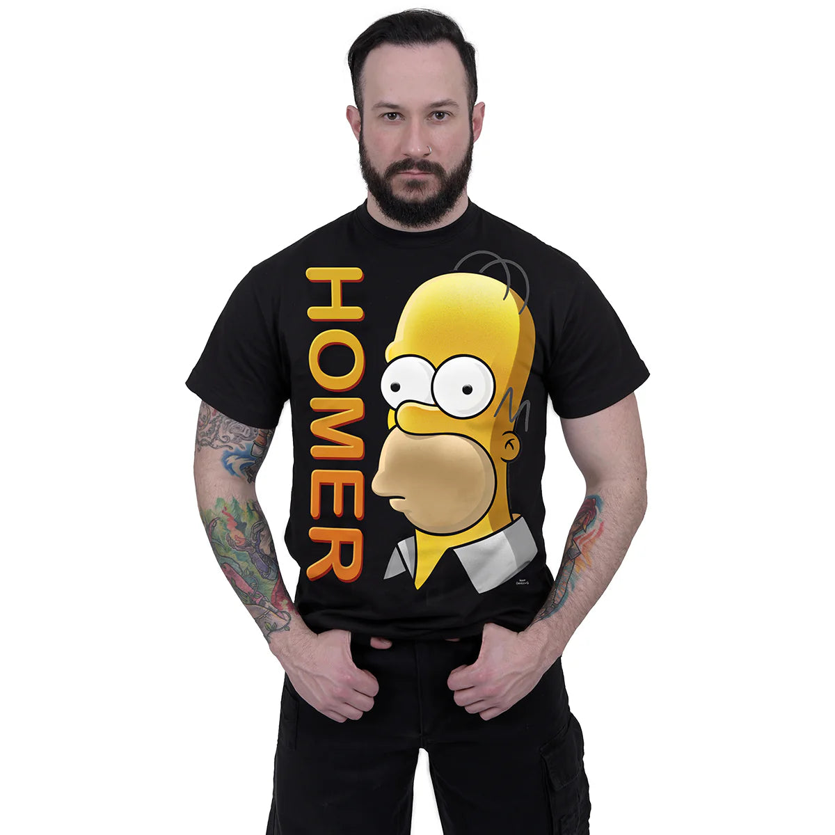 HOMER PORTRAIT - THE SIMPSONS - FRONT PRINT T-SHIRT BLACK