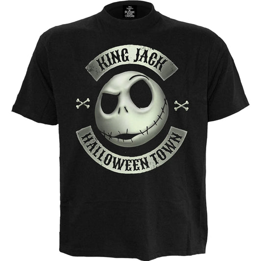 JACK CREST (GLOW) - SPIRAL - NIGHTMARE BEFORE XMAS - FRONT PRINT T-SHIRT