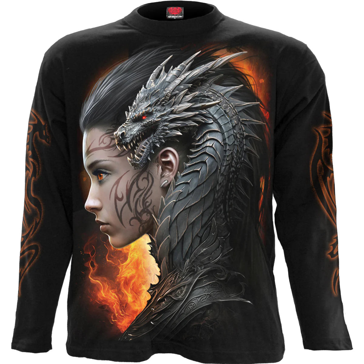 DRACO QUEEN - SPIRAL - LONGSLEEVE T-SHIRT BLACK