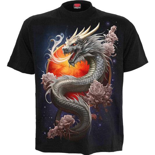 SUN DRAGON - SPIRAL - FRONT PRINT T-SHIRT BLACK