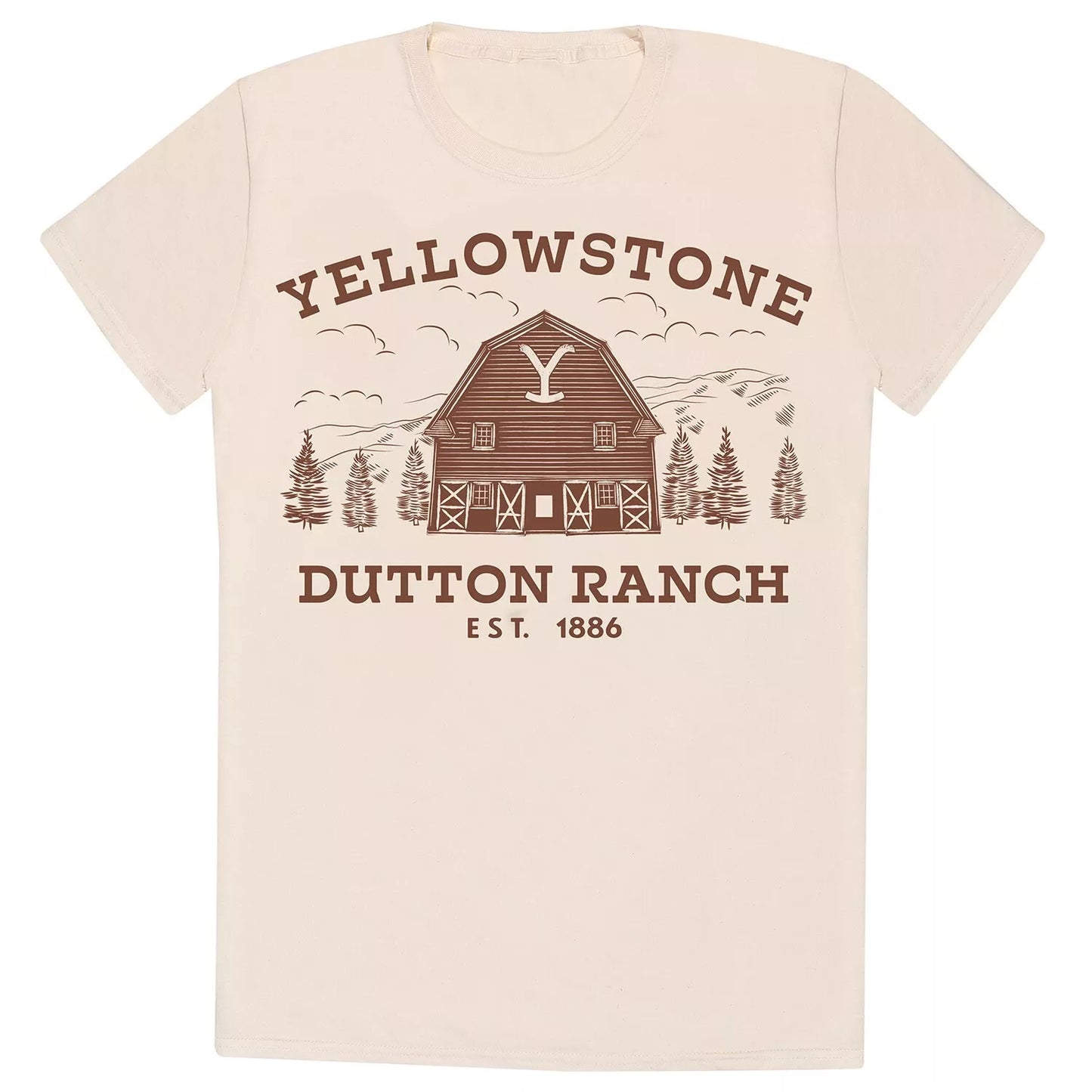 Official Yellowstone Dutton Ranch T-Shirt Natural Pink Unisex Sand Western Merch