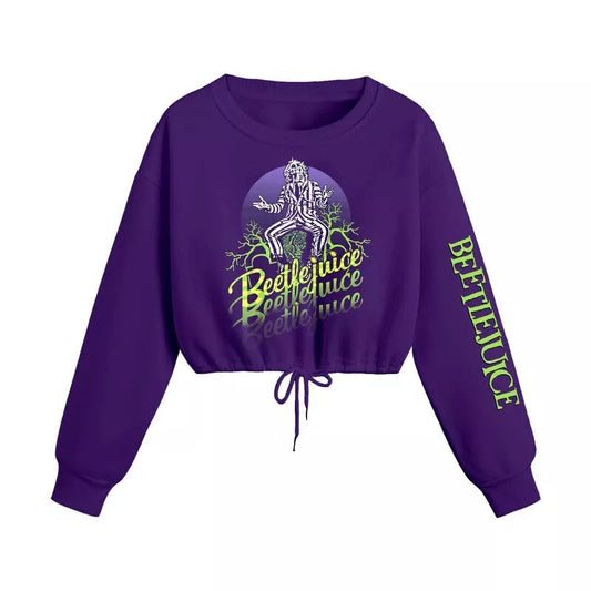 Official Beetlejuice Say It 3 Times Cropped Sweatshirt Fan Gift Apparel Wear