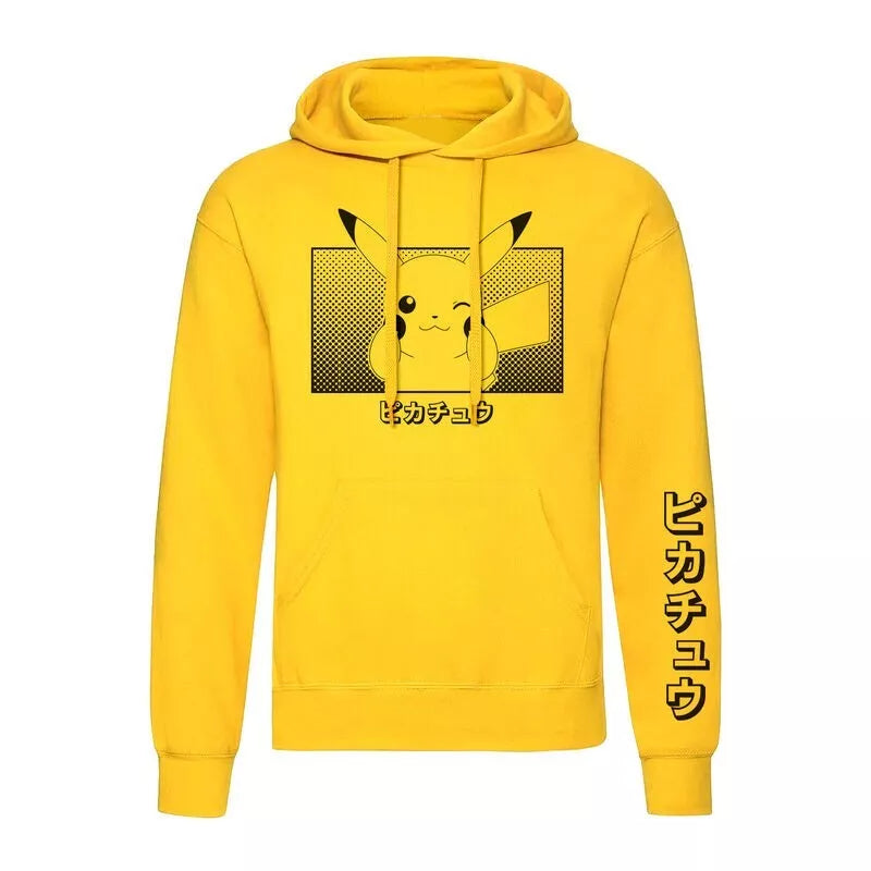 Official Pokémon Pikachu Katakana Hoodie Unisex Anime Gamer Retro Fan Apparel