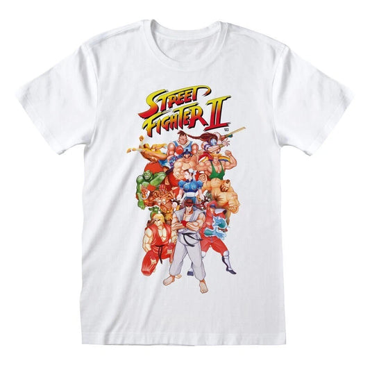 Official Street Fighter II T-Shirt – Group Shot Design on White Fan Apparel
