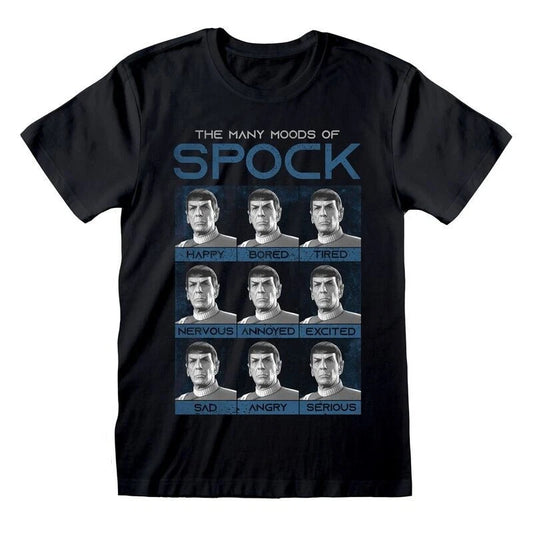 Official Star Trek T-Shirt – Spock Many Moods Retro Vulcan Expression Chart Fan