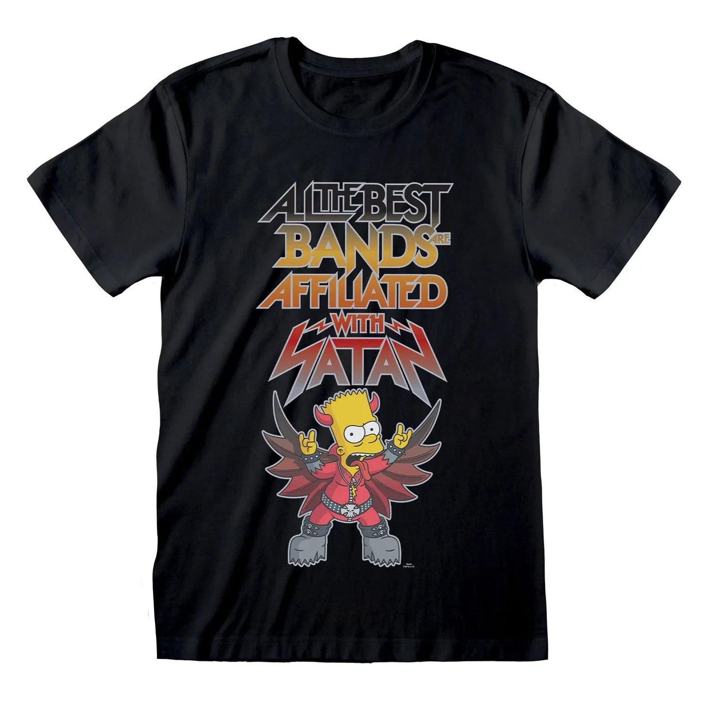 Official The Simpsons - Bands with Satan T - Shirt – Funny Graphic Tee for Fans