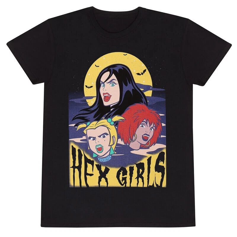 Official Hex Girls T-Shirt – Floating Heads Yellow Moon Gothic Fan Apparel Tee
