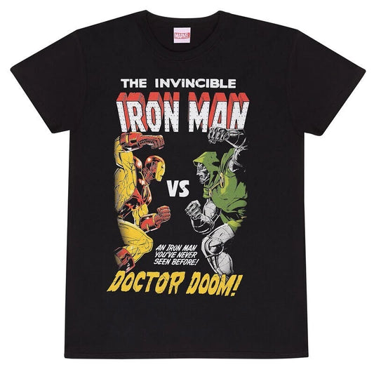 Official Marvel Comics T-Shirt – Iron Man Vs Doom Epic Battle Retro Vintage Tee