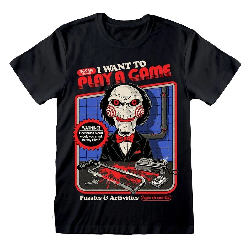 Official Steven Rhodes T-Shirt – SAW I Want to Play a Game Horror Fan Gift Tee