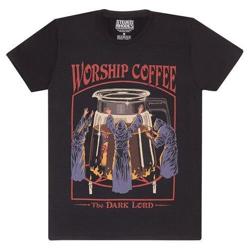 Official Steven Rhodes T-Shirt – Worship Coffee Retro Dark Humor Fan Graphic Tee