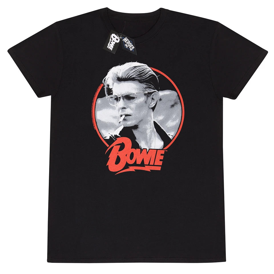 Official David Bowie Smoking Iconic Rock Graphic T-Shirt Classic Fan Apparel Fit