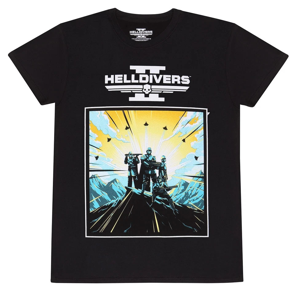 Official Helldivers 2 Black Unisex T-Shirt Iconic 2D Art Logo Gamer Fan Merch