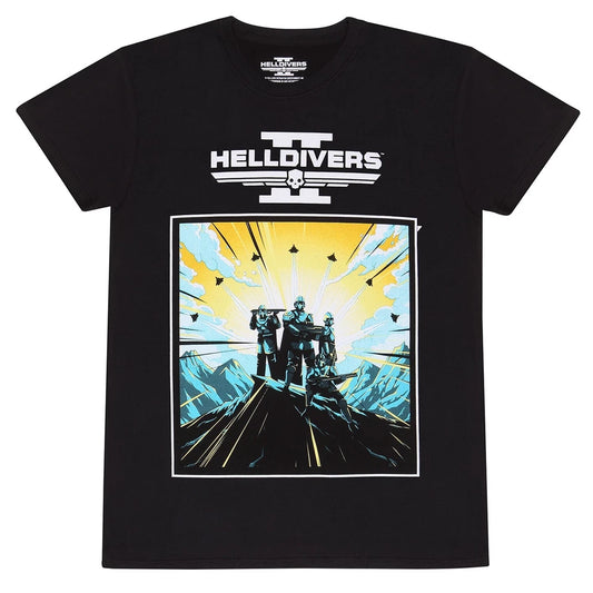 Official Helldivers 2 Black Unisex T-Shirt Iconic 2D Art Logo Gamer Fan Merch