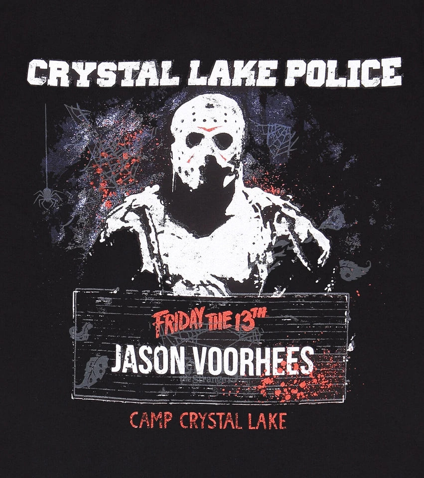Official Friday the 13th T-Shirt – Jason Mug Shot Horror Pullover Fan Apparel