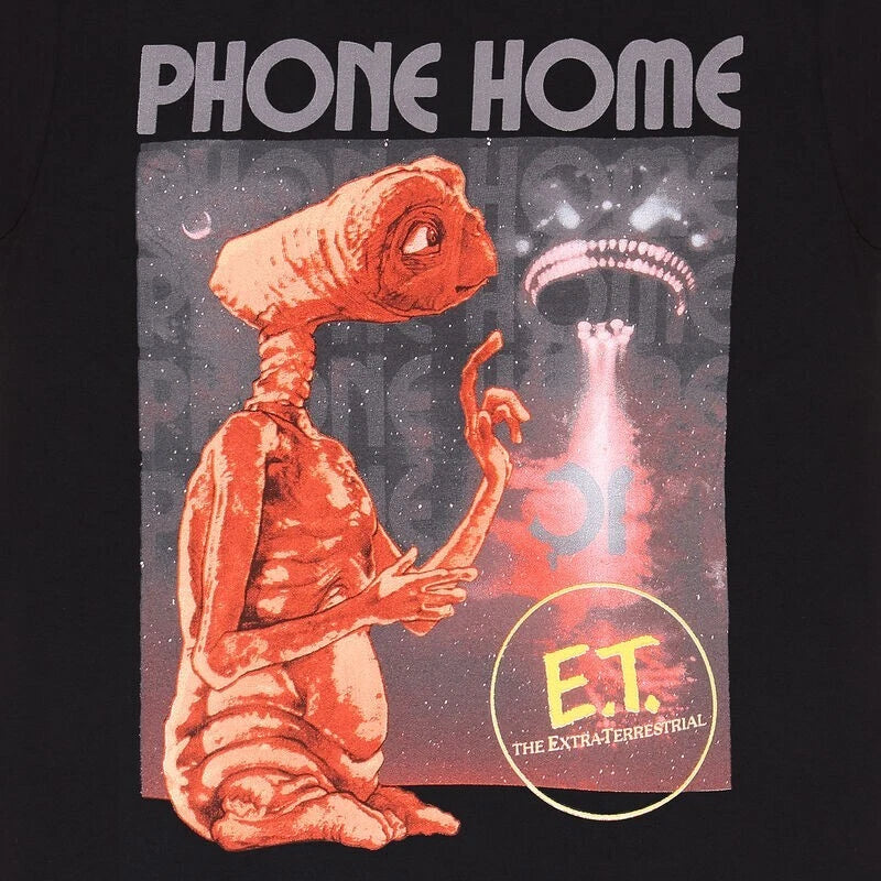 Official E.T. Phone Home T-Shirt Classic Sci-Fi Movie Graphic Tee Fan Apparel