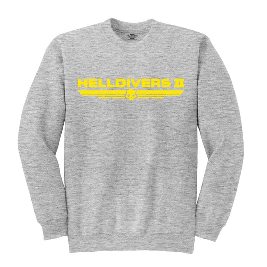 Official Helldivers 2 Yellow Logo Sweatshirt Heather Grey Unisex Gamer Merch