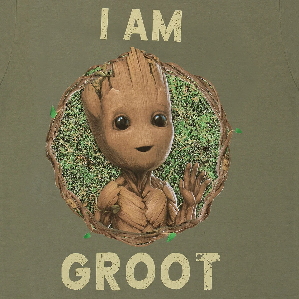 Official I Am Groot Badge T-Shirt Fan Gift Outfit Graphic Marvel Hero Style Tee