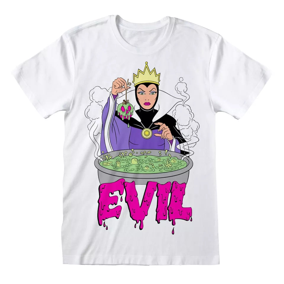 Official Disney Snow White Evil Queen T-Shirt White Unisex Wicked Villain Merch