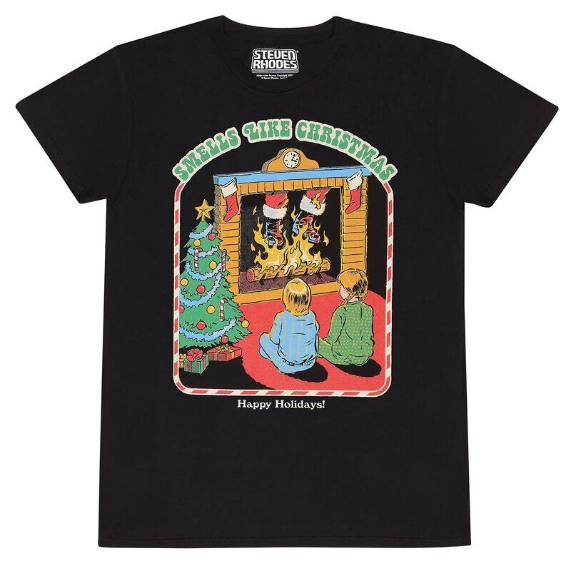 Official Steven Rhodes T-Shirt – Smell Like Christmas Retro Dark Humor Fan Tee