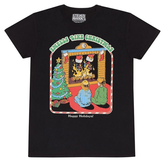 Official Steven Rhodes T-Shirt – Smell Like Christmas Retro Dark Humor Fan Tee