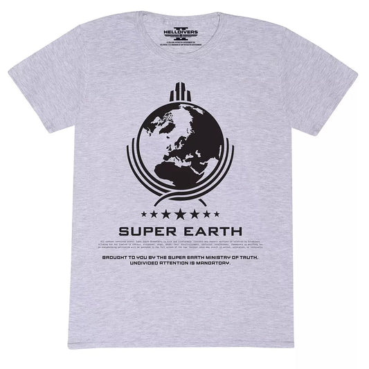 Official Helldivers 2 Grey Unisex T-Shirt Super Earth Logo Retro Gamer Merch