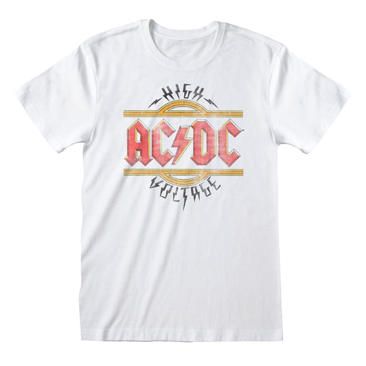 Official AC/DC Vintage High Voltage T-Shirt Classic Rock Graphic Fan Apparel Tee