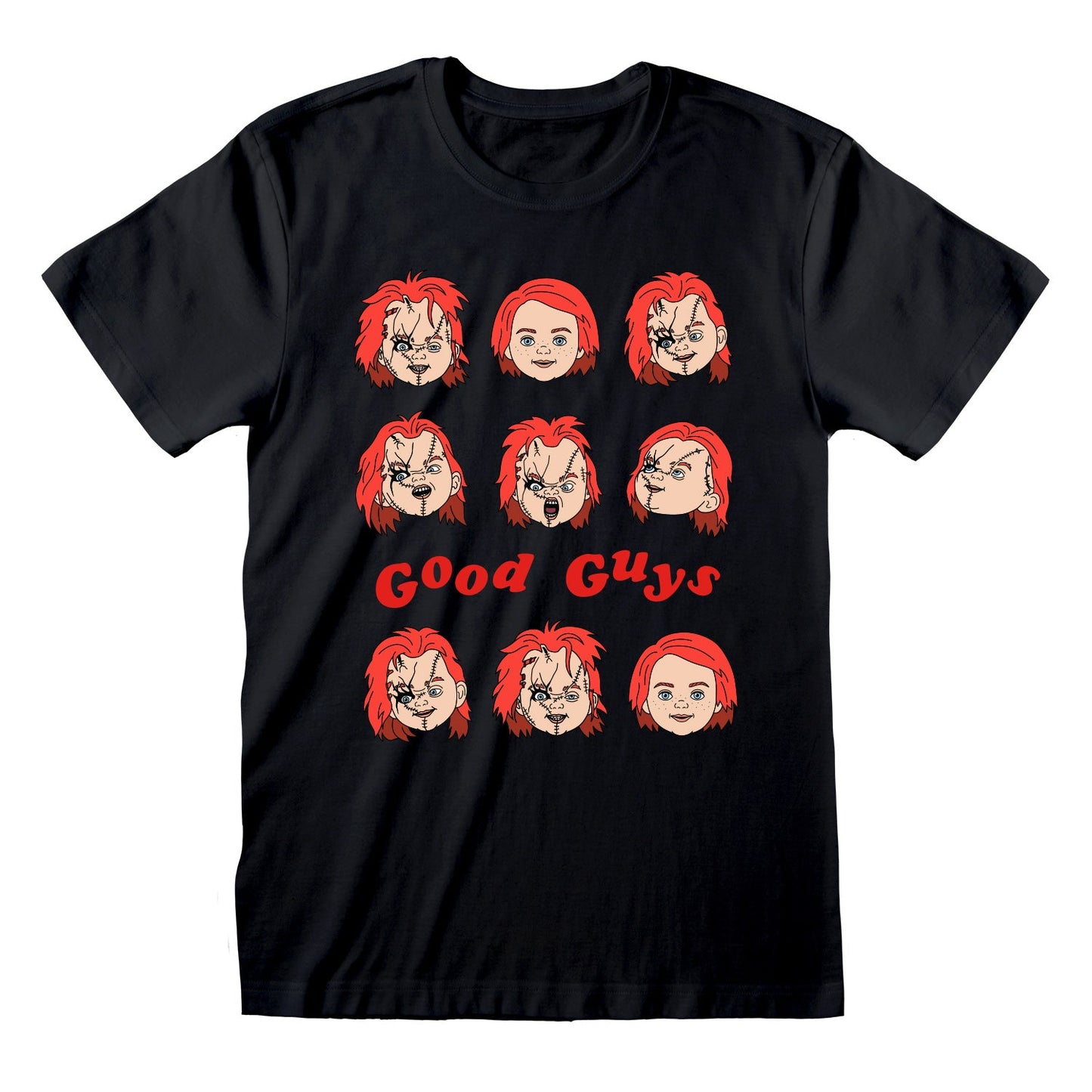 Official Horror Child's Play Expressions of Chucky Black Unisex Graphic T-Shirt