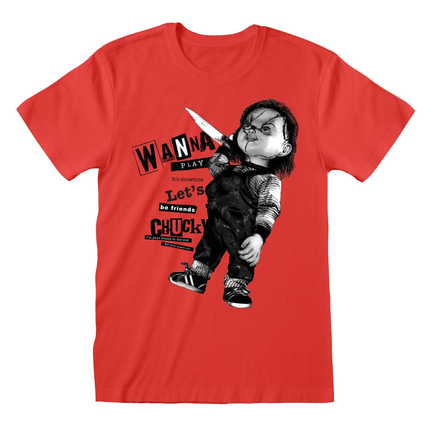 Official Chucky Stab T-Shirt Red Unisex Child’s Play Horror Fan Merch Apparel