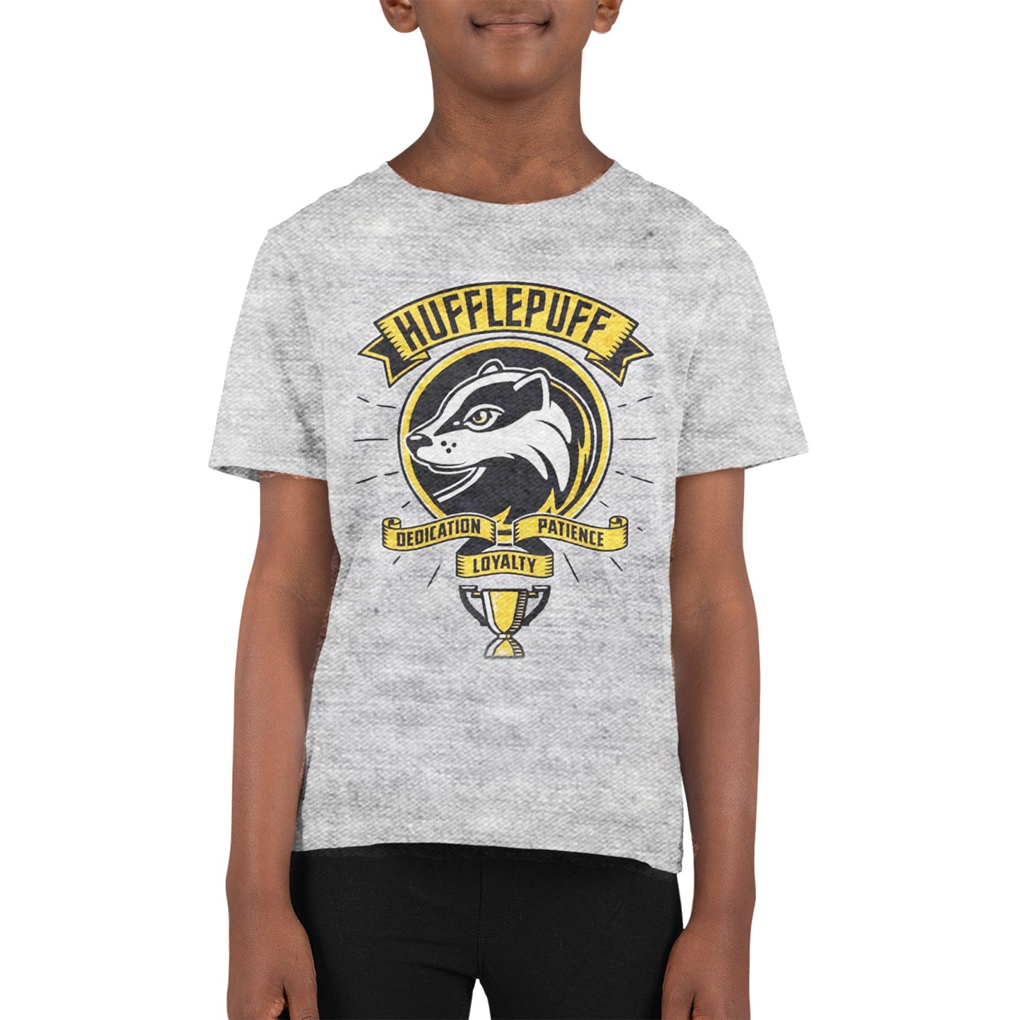 Official Harry Potter Comic Style Hufflepuff Kids T-Shirt Fan Apparel Gift Wear