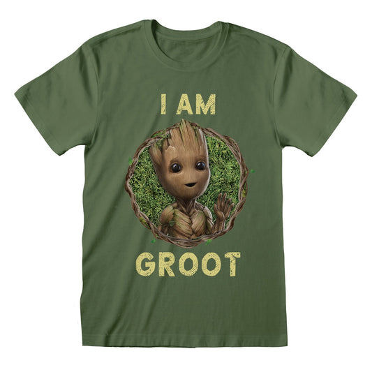 Official I Am Groot Badge T-Shirt Fan Gift Outfit Graphic Marvel Hero Style Tee
