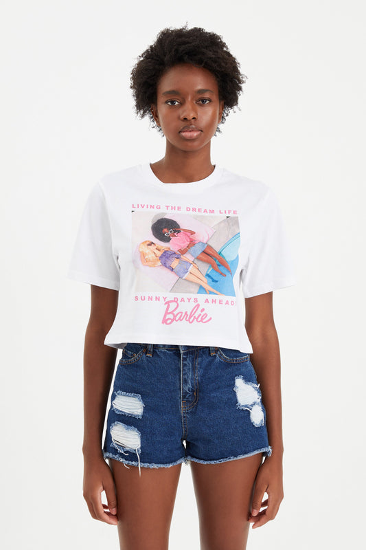 OnePointFive°C Barbie - Photo Ladies Oversized Cropped T-Shirt