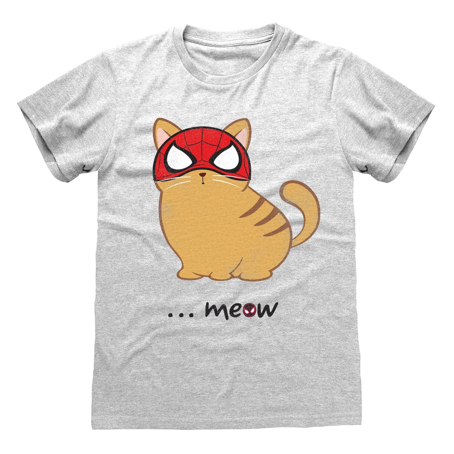 Official Spider-Man Miles Morales White T-Shirt Unisex Meow Cat Print Graphic