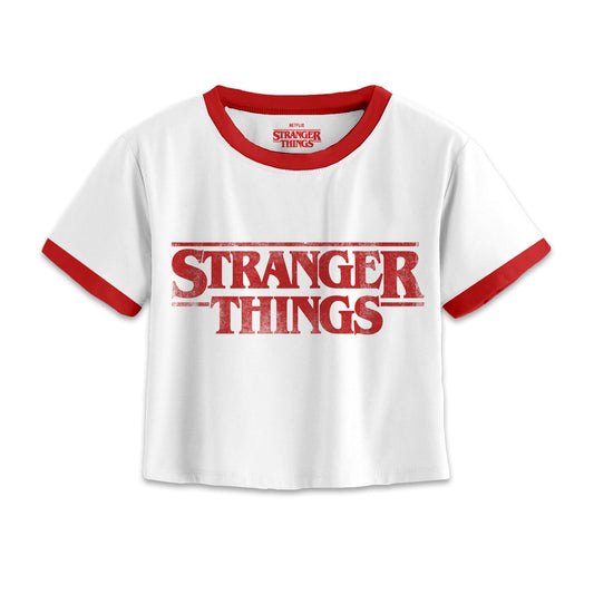 Official Stranger Things Classic Logo Women's Graphic T-Shirt Retro Vintage Fit