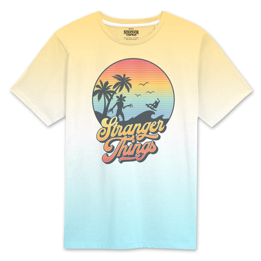 Official Stranger Things Sunset Circle Graphic T-Shirt Retro 80s Vintage Merch