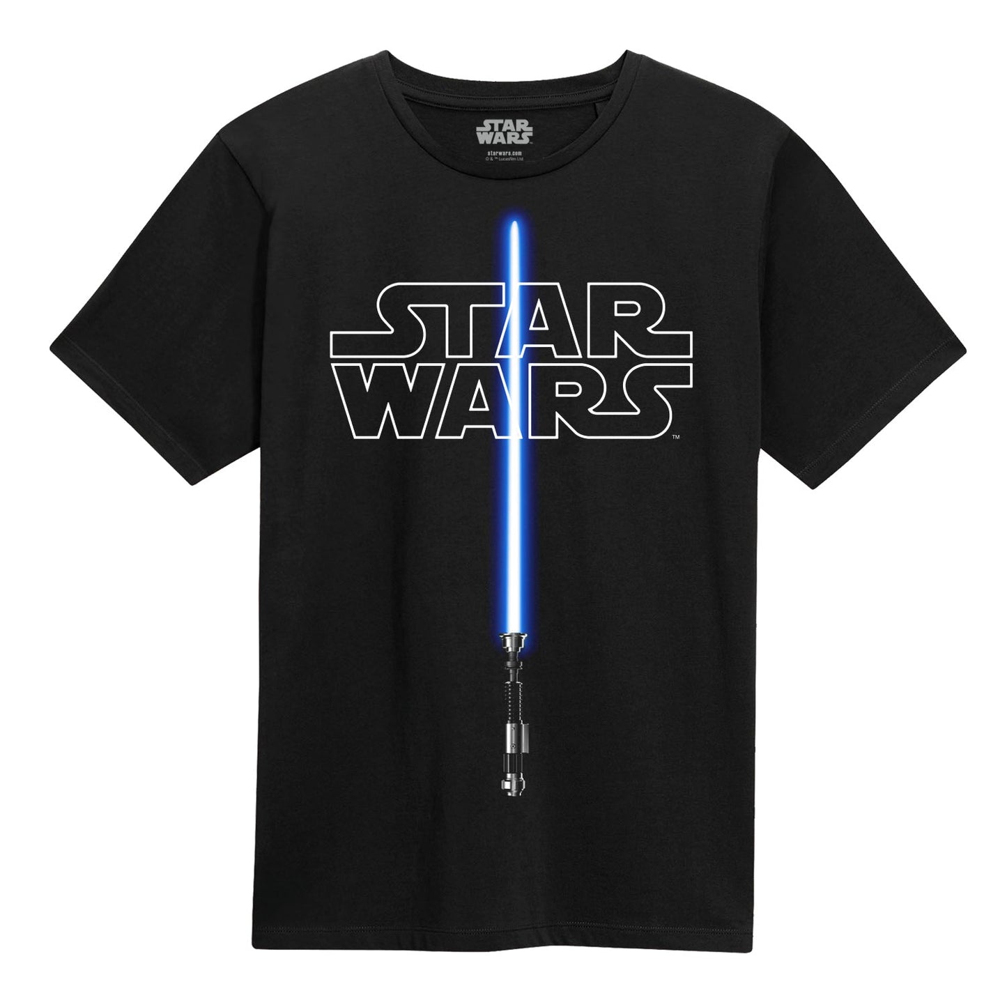Official Star Wars Glow-in-the-Dark Lightsaber T-Shirt Black Unisex Fan Merch