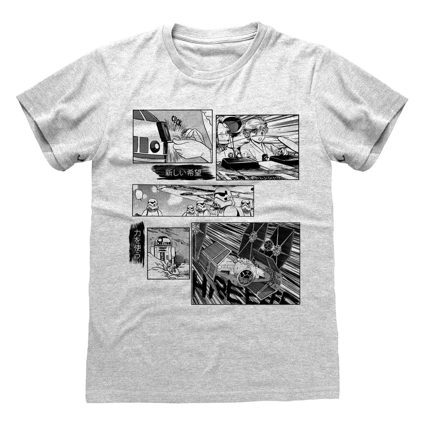 Official Star Wars Adult T-Shirt Grey Manga Graphic Tee Unisex Retro Fan Merch