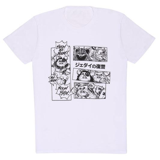 Official Star Wars Ewok Manga T-Shirt Licensed Graphic Tee Retro Sci-Fi Merch